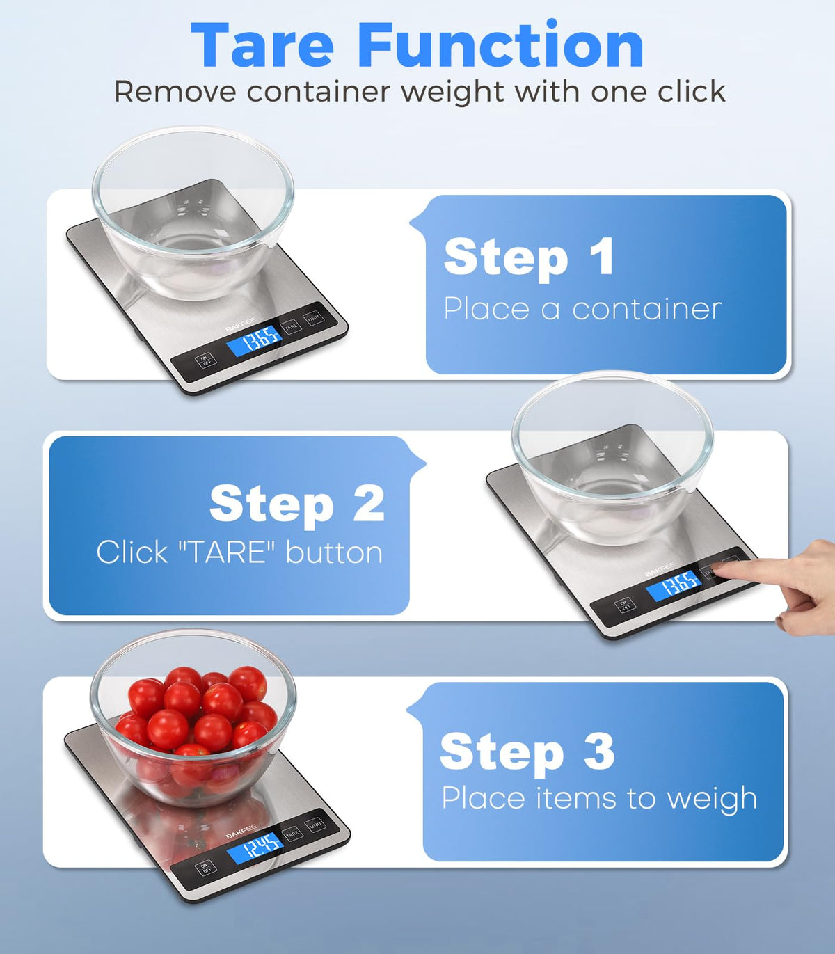 Food Scale, 33lb Rechargeable Kitchen Scale, 1g Precision, Black Rechargeable-Black
