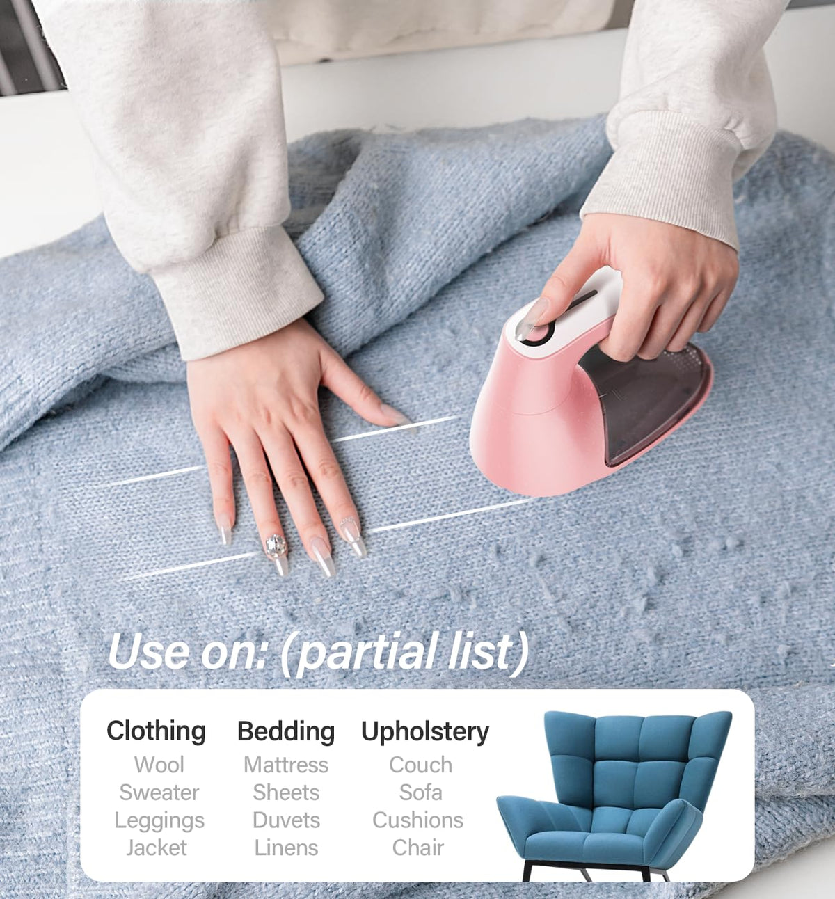 Bymore Fabric Shaver, Lint Shaver, Sweater Shaver for Clothes, Gray 5.7*3.34*5.31inches