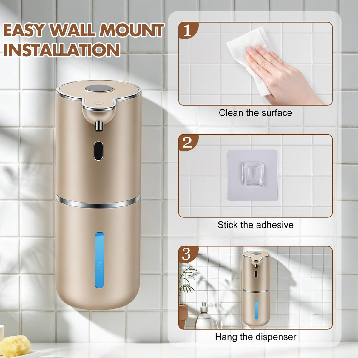 Automatic Soap Dispenser, Hand Soap Dispenser 12.8oz/380ml Smart Rechargeable, Liquid Touchless Soap Dispensers with 6-Level, Wall Mounted or Countertop Dish Soap Dispensing for Bathroom & Kitchen Black