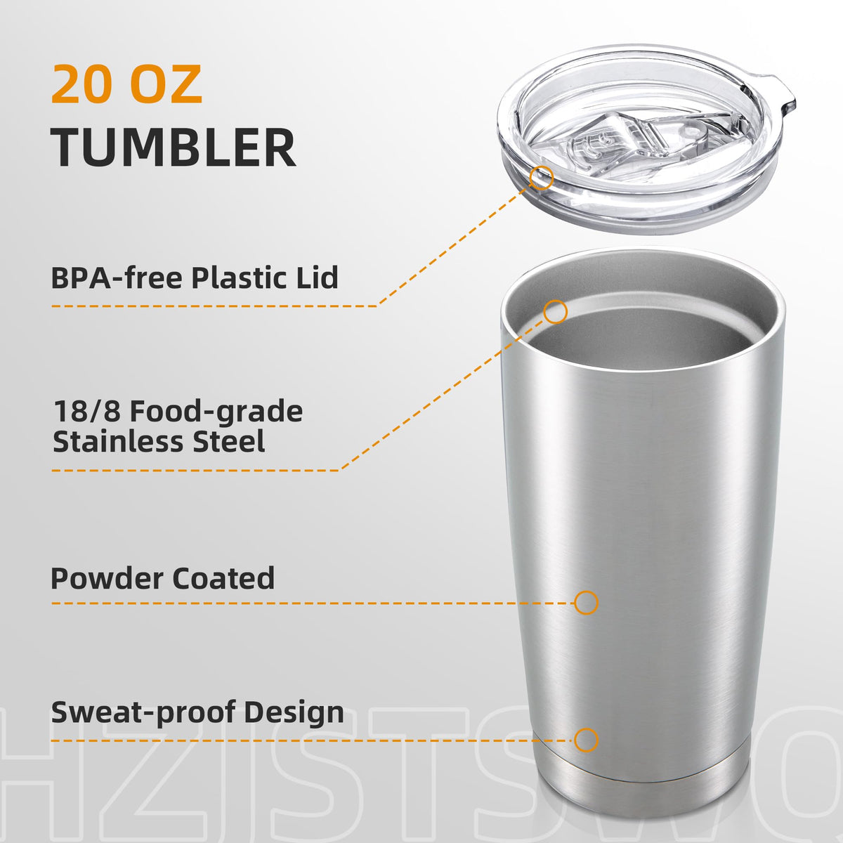20oz Tumbler Bulk with Lid Stainless Steel Tumblers, 6 Pack