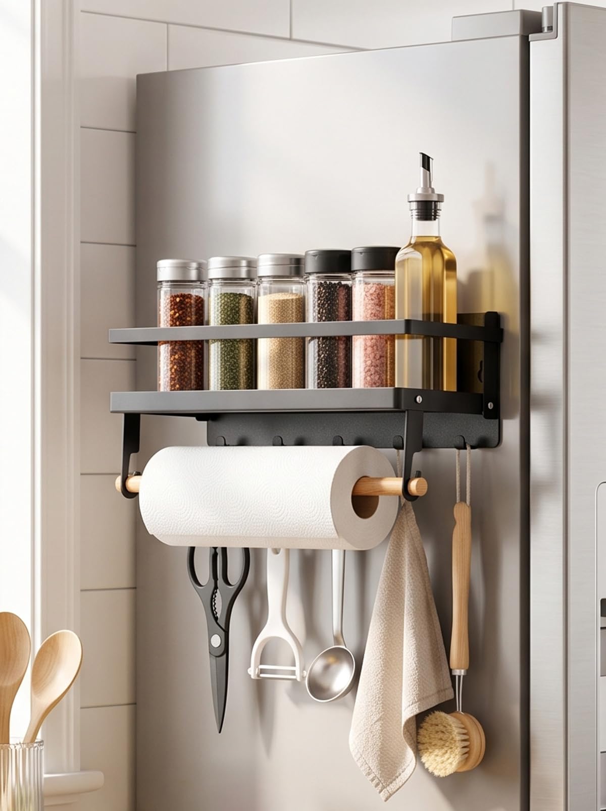 Deloban Magnetic Spice Rack for Refrigerator Fridge Side Organizer