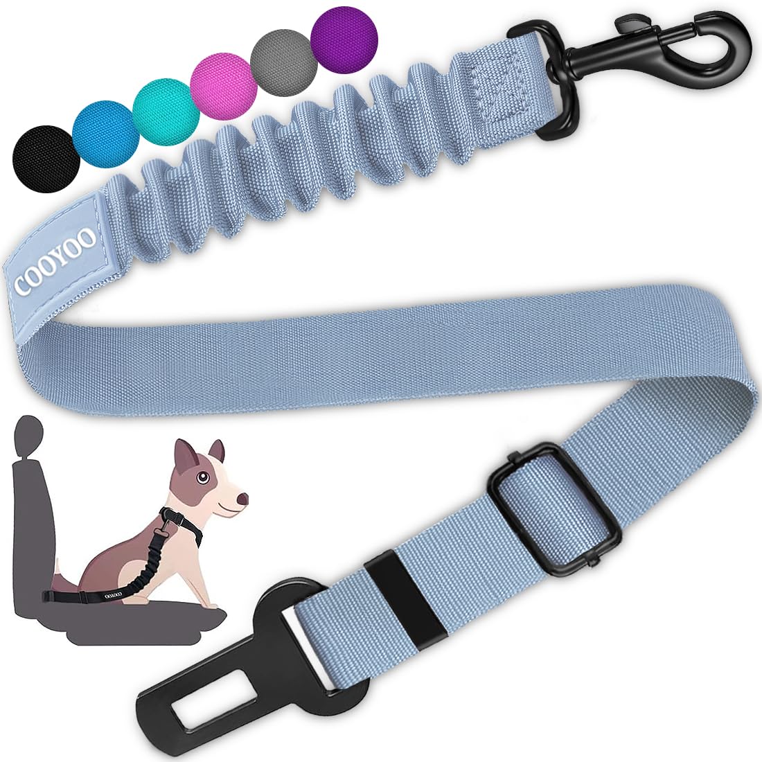 COOYOO Dog Seat Belt,3 Piece Set Retractable Car Harness Adjustable for...