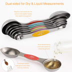 Magnetic Stainless Steel Dual-Sided Measuring Spoons Set