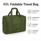 Foldable Travel Duffle Bag with Trolley Sleeve 40L Travel Bag Black