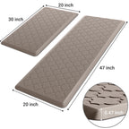 Kitchen Mat 2 PCS Cushioned Anti-Fatigue Floor Mat Standing Mat for Kitchen Stylish Grey 17.3"x29"+17.3"x47"