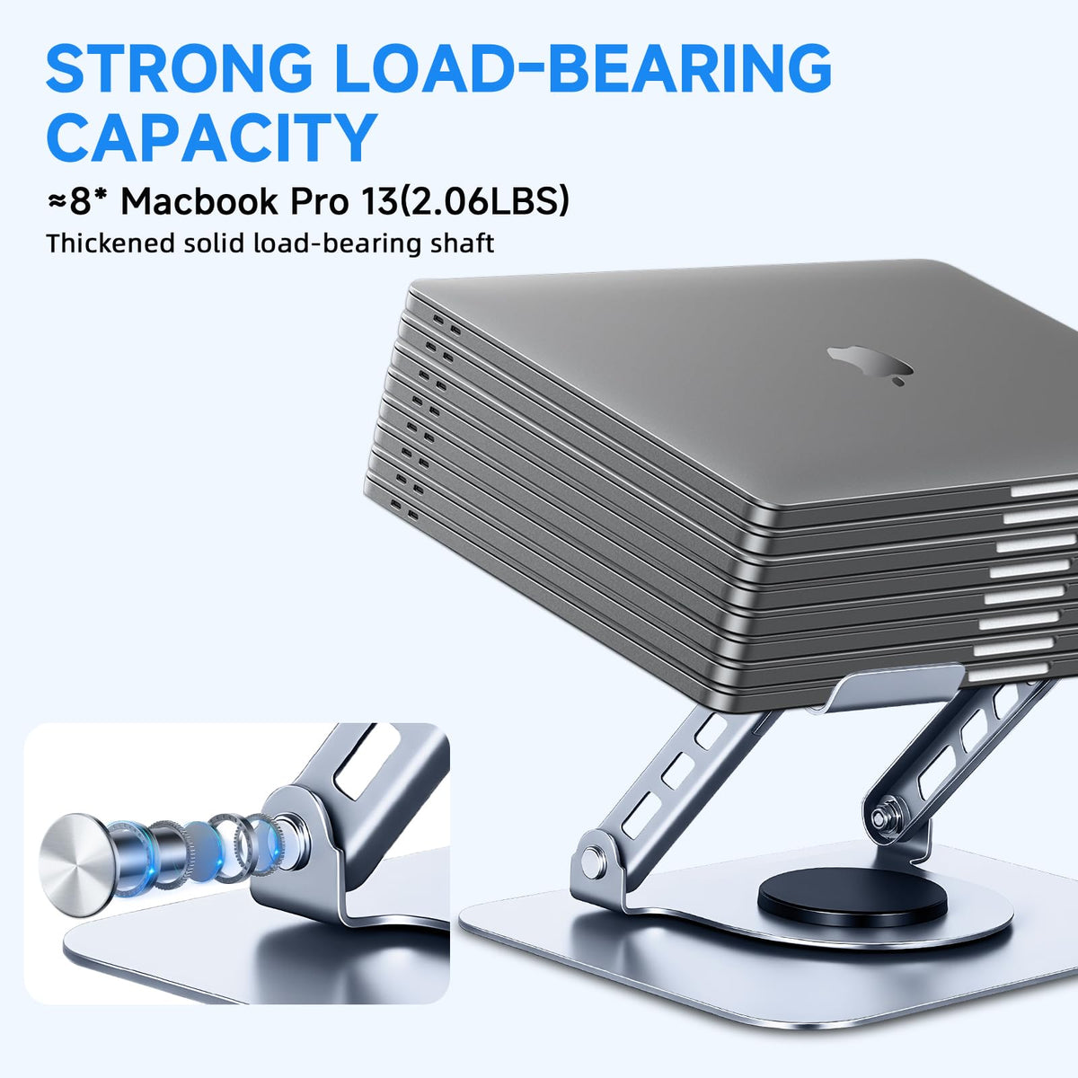 Leeboom Laptop Stand for Desk, Adjustable Foldable Aluminum Riser, Silver