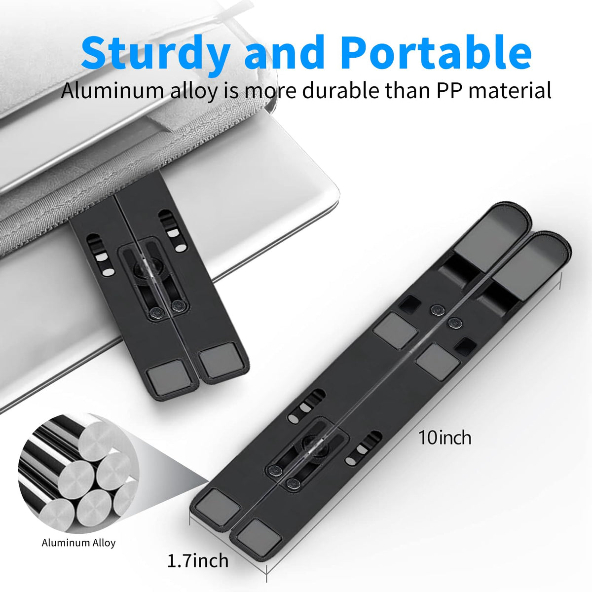 Leeboom Laptop Stand for Desk, Adjustable Foldable Aluminum Riser, Silver