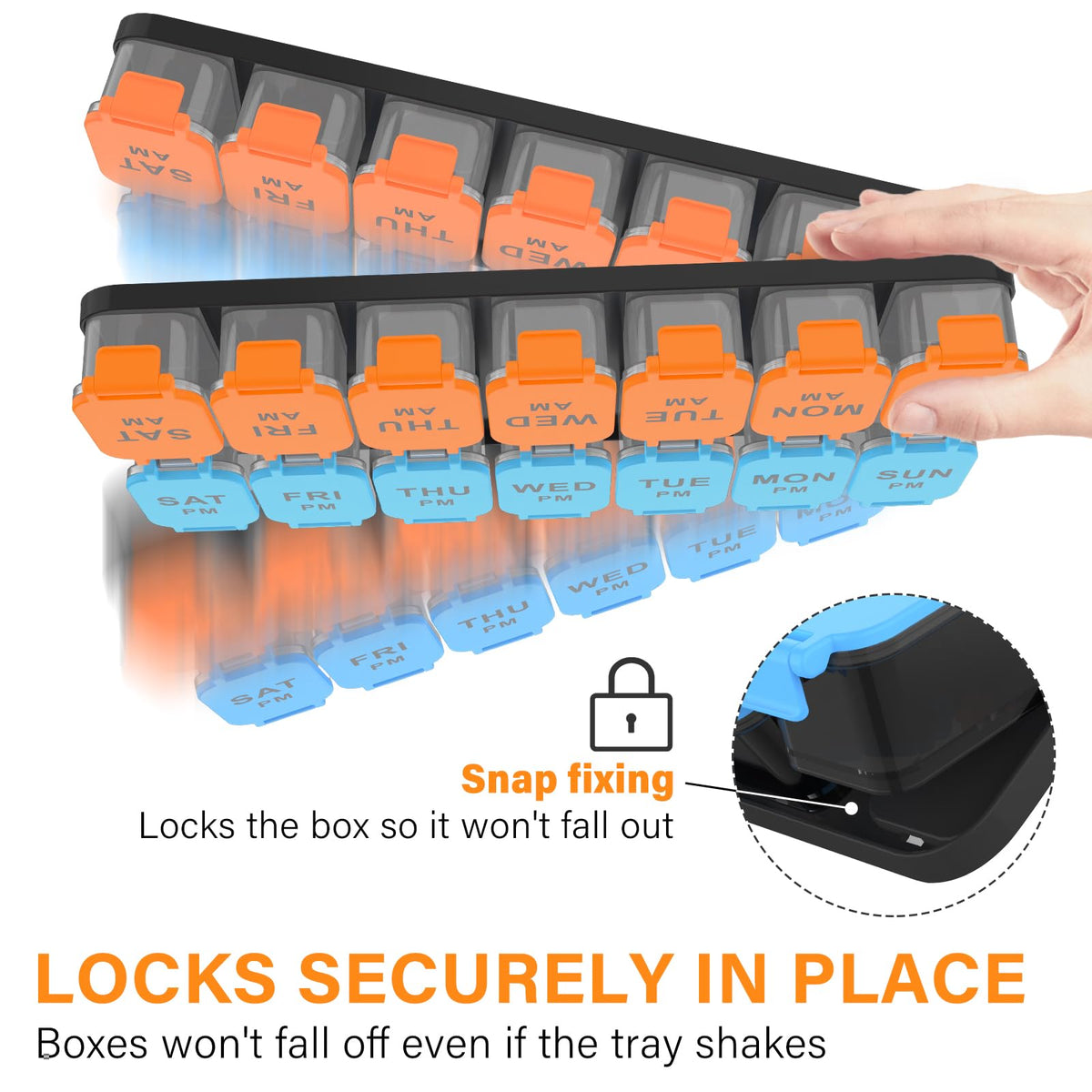 Extra Large Weekly Pill Organizer and AM/PM Medication Dispenser