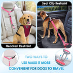 Lukovee Dog Car Seat Belt, 2 Pack, Headrest Restraint, Headrest A.Fluorescent Pink Headrest, 2 Pcs