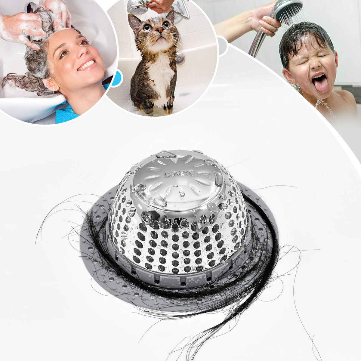 LEKEYE Drain Hair Catcher/Bathtub Cover/Drain Protector for Pop-Up &...