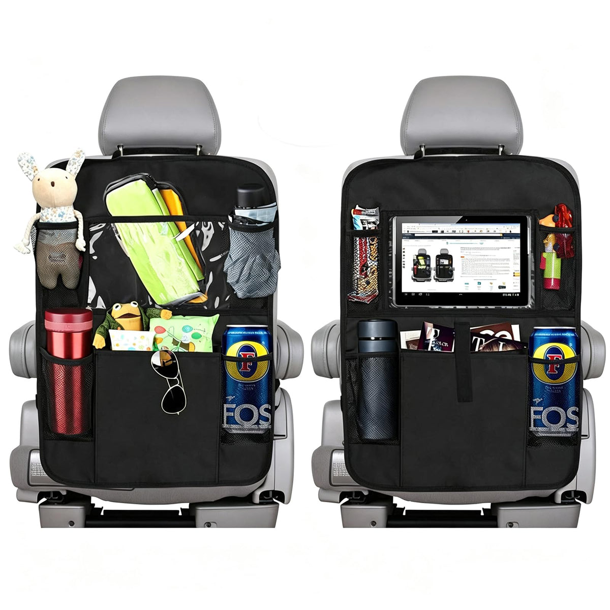 back seat car organizer for kids storage with Tablet Holder Kick Mats Cover