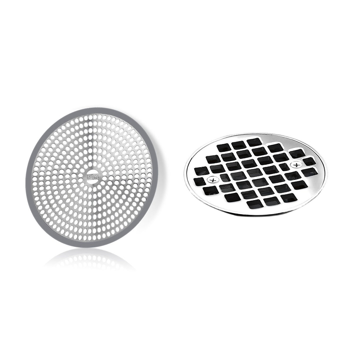 LEKEYE Shower Hair Catcher Drain Protector Strainer-Steel & Silicone 2 Pack