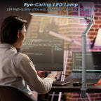 Airlonv LED Desk Lamp with Clamp, 17" Stepless Dimming Light, Black Standard