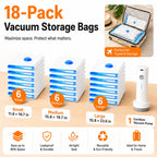 12 Pack Vacuum Bags for Travel with Rechargeable Pump, Save Luggage Space Clear 12 Combo