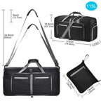 Felipe Varela Foldable Duffle Bag for Travel Weekend Overnight Gym Camping A Black 40L