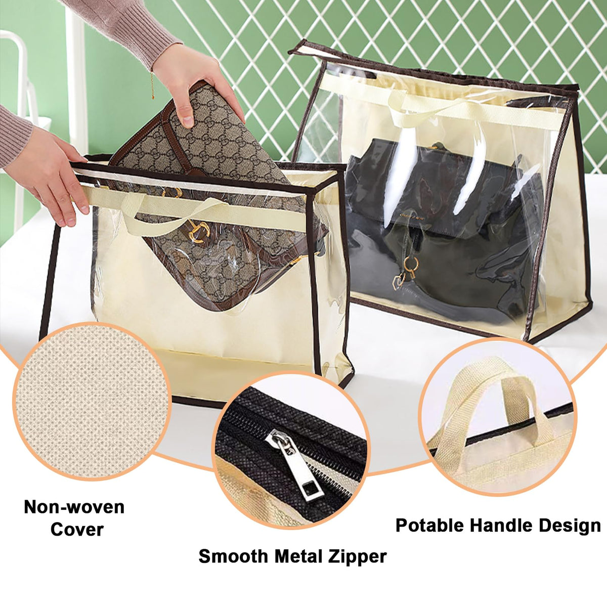 9 Pack Dust Bags for Handbags,Clear Purse Storage Organizer for Closet