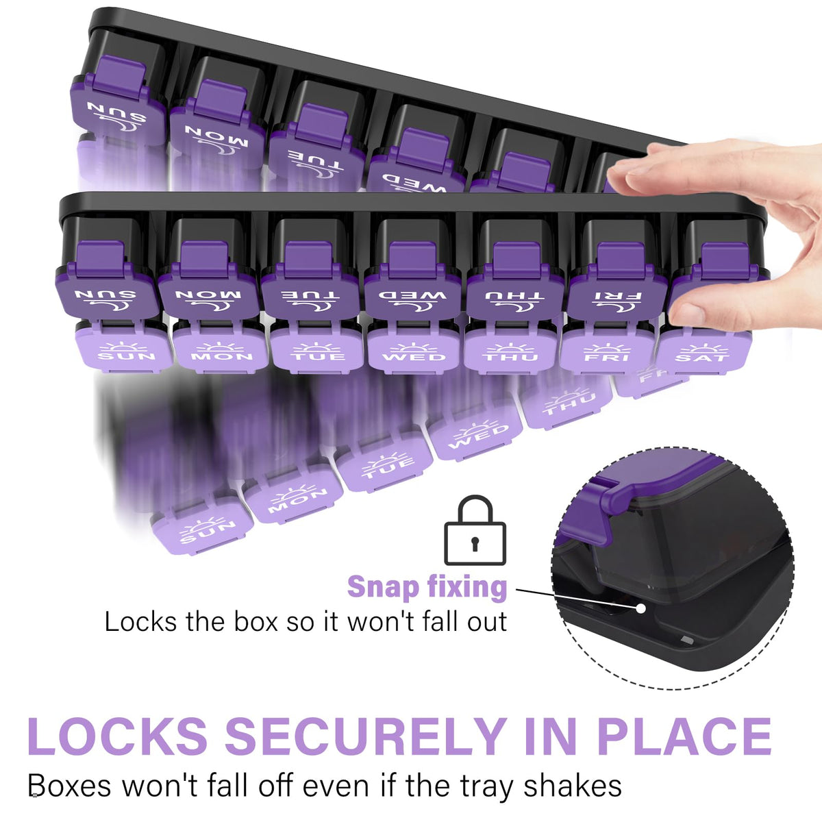 Extra Large Weekly Pill Organizer and AM/PM Medication Dispenser
