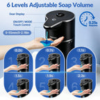 Automatic Liquid Soap Dispenser Touchless,6-Level Adjustable,USB Rechargeable Smart Soap Dispenser,16.9oz/500mL Compatible with Thick Thin Dish/Hand Soap for Bathroom Accessories Kitchen Sink-White White Gel