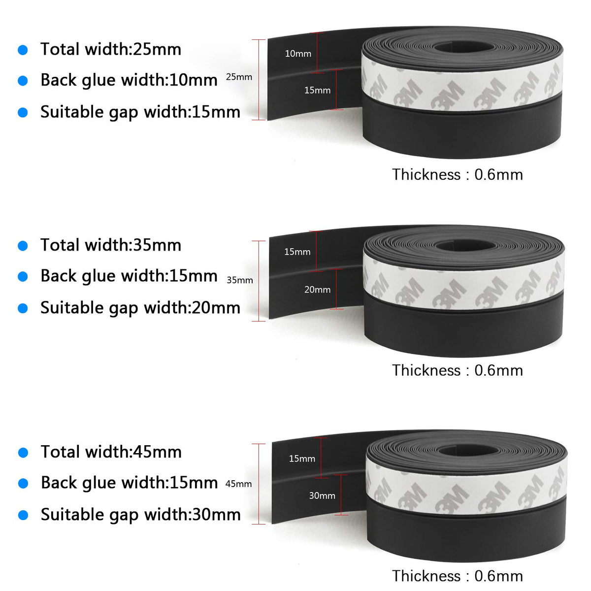TAROSE Weather Stripping Door Seal, 33 Feet Long Transparent (Width 25mm) Lucent 25 mm, 33ft