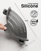 Kitchen Gizmo Snap N' Strain - Silicone Pasta Strainer Clip-On for Pots and Pans - Heat Resistant Colander for Vegetables and Noodles - Kitchen Gadgets for Cooking - Space-Saving Design - Gray 1