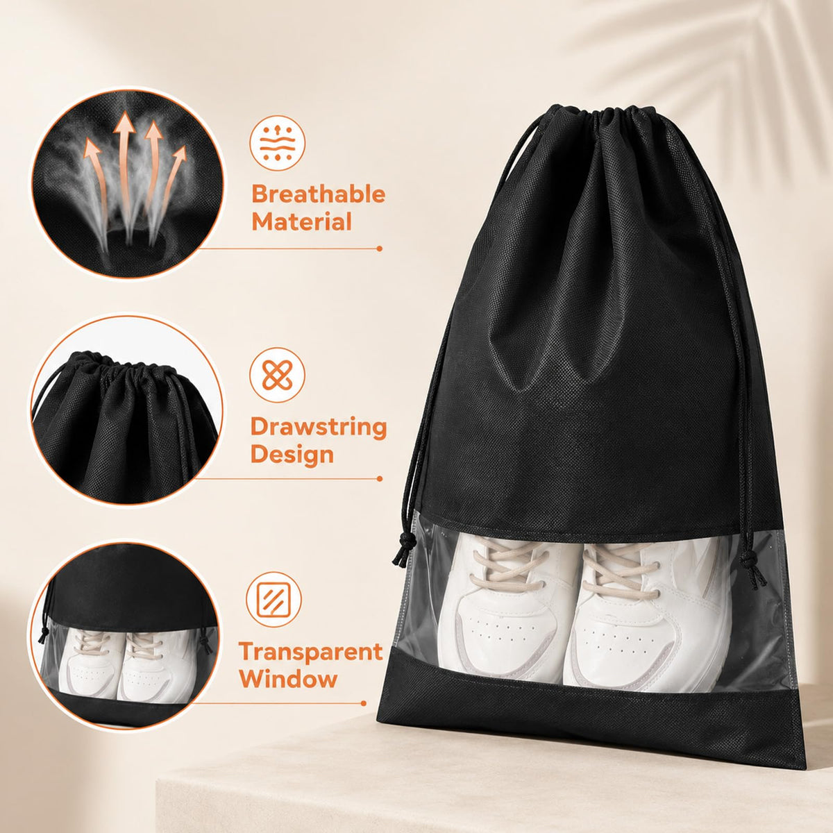 Travel Shoe Storage Bags with Clear Window