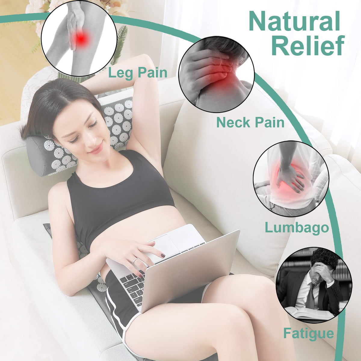 Acupressure Mat and Pillow Set with Carry Bag