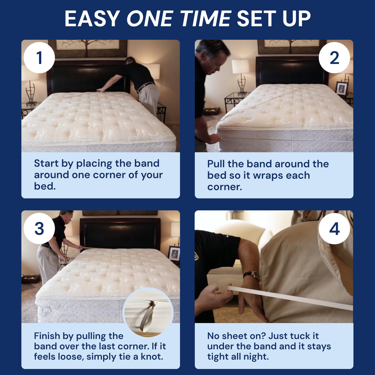RUBBER HUGGER Elastic Fitted Sheet Straps - King 76x80, Anti-Slip