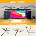 Airlonv LED Desk Lamp with Clamp, 17" Stepless Dimming Light, Black Standard