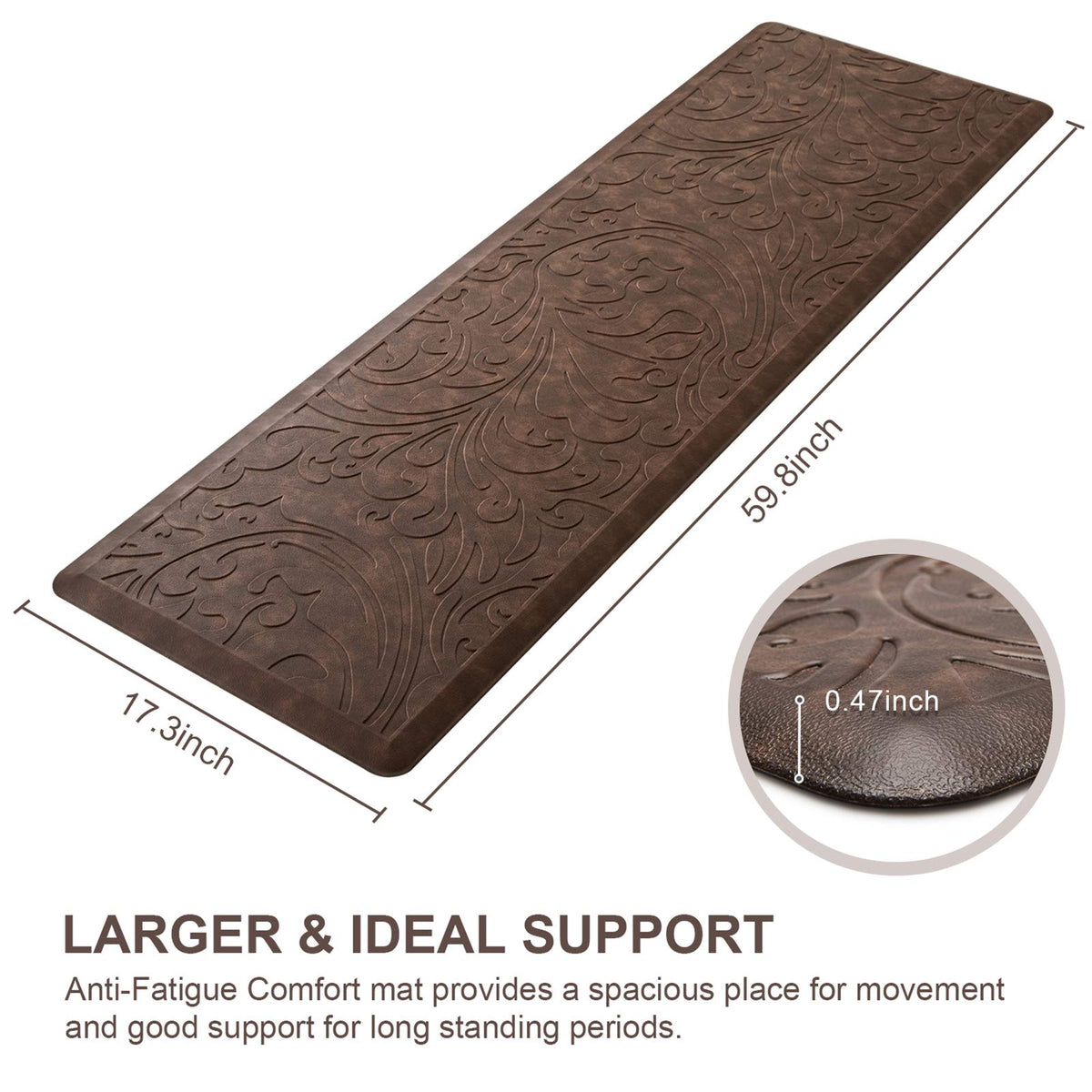 Kitchen Mat Cushioned Anti-Fatigue Comfort Standing Mat Rug for Home,Office Black 1'5" x 2'4" (Rectangular)
