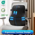Niceeday Lumbar Support Pillow for Office Chair Car Back Support Pillow, Memory Foam Gaming Chair Desk Chair Back Cushion for Lower Back Pain Relief, Ergonomic Back Rest,Office Home Essentials Full Back 3D-16'*18'*5'