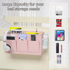 Bedside Caddy Bedside Storage Hanging Organizer for Bunk Dorm Bed Rail New Pink
