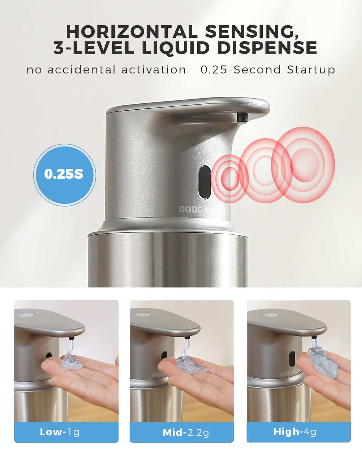 Automatic Liquid Soap Dispenser, Touchless, Rechargeable Stainless Steel