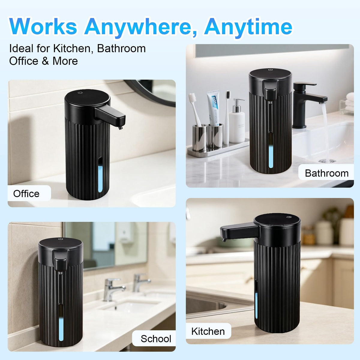 Automatic Liquid Soap Dispenser Touchless, Rechargeable, Adjustable White Gel