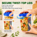 20 Pack Freezer Food Storage Containers with Twist Lids for Soup Meal Prep