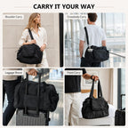 Foldable Travel Duffel Bag,Packable Weekender Bag with Luggage Sleeve, 35L-45L Expandable Overnight Carry-On Tote with Padded Shoulder Strap, Lightweight Nylon Extra Bag for Travel