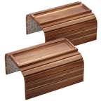 2 Pack Acacia Wood Folding Sofa Arm Tray with Anti-Slip Pad Brown 2 PC