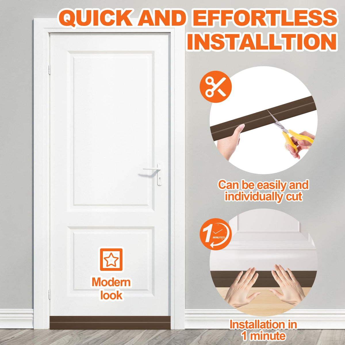 Door Draft Stopper, Door Sweep for Bottom of Door, Weather Stripping Door Seal Gap Filler Bottom Blocker Soundproofing Cold Air Insulation Save Energy Install Quickly Easily (Black, 39‘’) 39‘’ Black