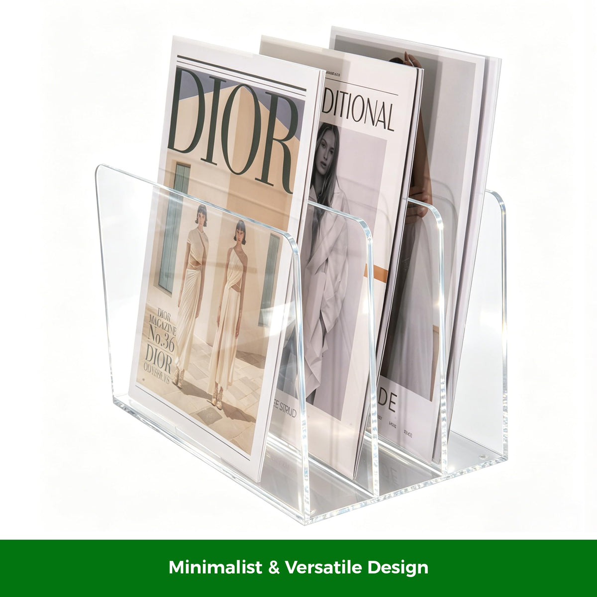 Acrylic Magazine File Holder, 4 Vertical Compartments Desk Document Sorter Organizer, Clear Folder Rack Binder for Office/Home/Classroom, for Documents, Tablet, Magazines, Books & Accessories B5, 4 Sections