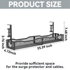 Cable Management, 25.3'' Under Desk Cable Management Tray No Drill 25.3 inch Black