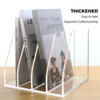 Acrylic Magazine File Holder, 4 Vertical Compartments Desk Document Sorter Organizer, Clear Folder Rack Binder for Office/Home/Classroom, for Documents, Tablet, Magazines, Books & Accessories B5, 4 Sections