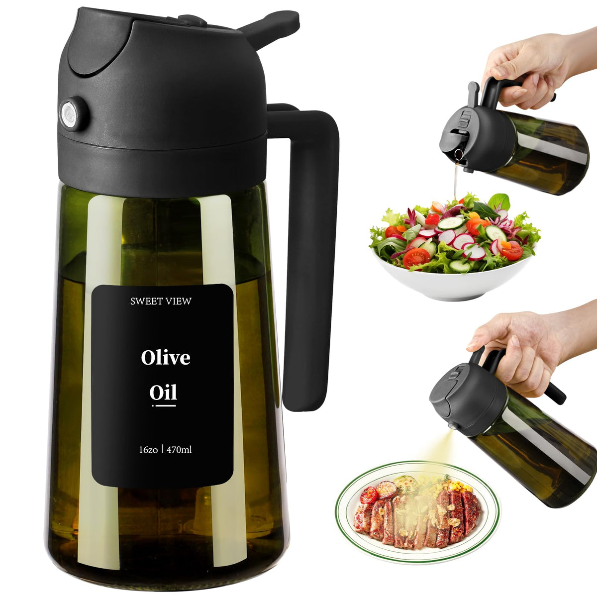SWEET VIEW 2PCS Olive Oil Dispenser and Sprayer
