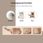 Wooden Hamster Hideout House, Small‑Pet Habitat Tunnel, Living Room
