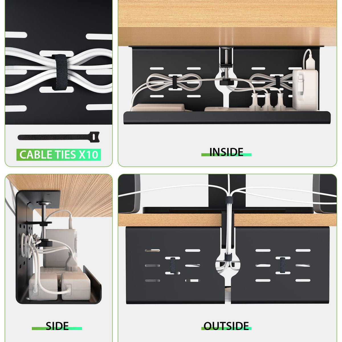 Under Desk Cable Management Tray and Metal Cord Organizer