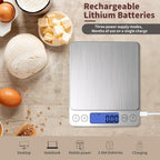 Small Digital Gram Scale 1000g by 0.01g, MEIYA High Accuracy Scale for Food Ounces and Grams, Upgrade USB Charging Kitchen Scale Digital Weight for Cooking, Baking, with Tare Function, 9 Units, 2 Tray Black