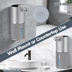 Automatic Soap Dispenser, Foaming Soap Dispenser Touchless with Continuous Dispensing, 4-Level Adjustable, Rechargeable Hand Soap Dispensers, Wall Mounted or Countertop for Bathroom & Kitchen Gold