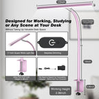 Airlonv LED Desk Lamp with Clamp, 17" Stepless Dimming Light, Black Standard