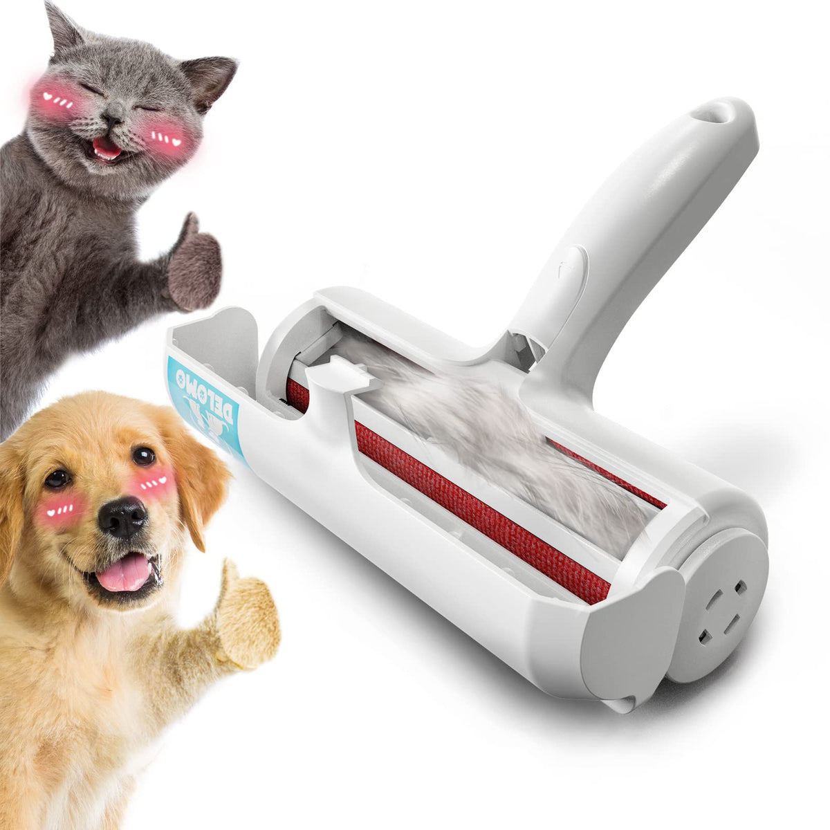 DELOMO Pet Hair Remover Roller, Reusable Lint Roller for Dog and Cat