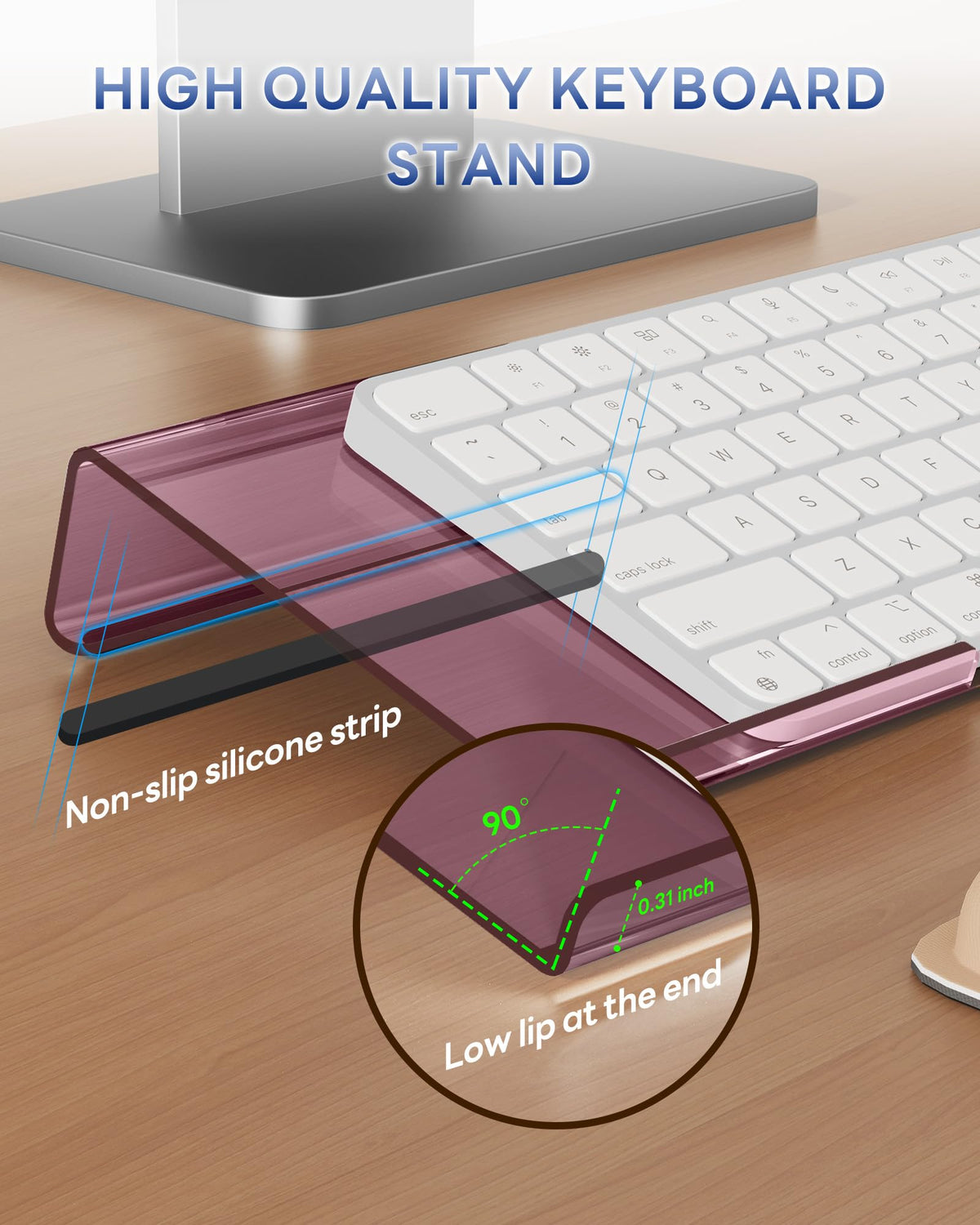 Laborio Computer Keyboard Wrist Rest, Keyboard Riser Stand for Desktop Purple Keyboard Stand With Wrist Rest