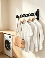 Wall Mounted Clothes Hanger Rack Foldable for Laundry Drying Rack Black Long 2P