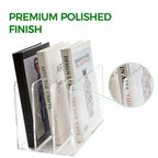 Acrylic Magazine File Holder, 4 Vertical Compartments Desk Document Sorter Organizer, Clear Folder Rack Binder for Office/Home/Classroom, for Documents, Tablet, Magazines, Books & Accessories B5, 4 Sections